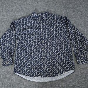 Vintage 90s Trader Bay Button Down Shirt Men XL Blue Paisley Cotton Western